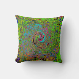 Groovy Abstrakt Retro Lime Green und Blue Swirl Kissen
