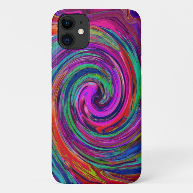 Groovy Abstrakt Retro Magenta Dark Rainbow Swirl Case-Mate iPhone Hülle (Rückseite)