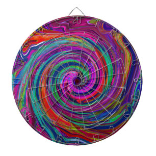 Groovy Abstrakt Retro Magenta Dark Rainbow Swirl Dartscheibe