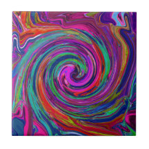 Groovy Abstrakt Retro Magenta Dark Rainbow Swirl