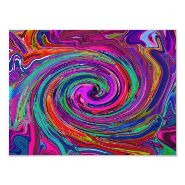 Groovy Abstrakt Retro Magenta Dark Rainbow Swirl Fotodruck (Vorne)