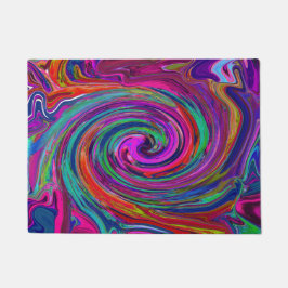 Groovy Abstrakt Retro Magenta Dark Rainbow Swirl Fußmatte
