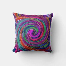 Groovy Abstrakt Retro Magenta Dark Rainbow Swirl Kissen