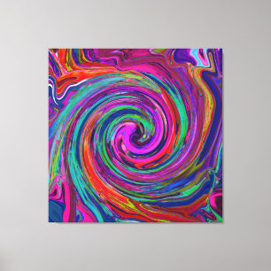 Groovy Abstrakt Retro Magenta Dark Rainbow Swirl Leinwanddruck