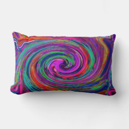 Groovy Abstrakt Retro Magenta Dark Rainbow Swirl Lendenkissen