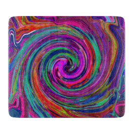 Groovy Abstrakt Retro Magenta Dark Rainbow Swirl Schneidebrett
