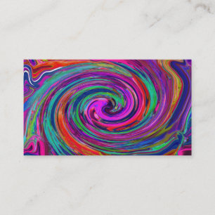 Groovy Abstrakt Retro Magenta Dark Rainbow Swirl Visitenkarte