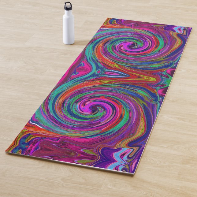 Groovy Abstrakt Retro Magenta Dark Rainbow Swirl Yogamatte (Beispiel)