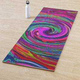 Groovy Abstrakt Retro Magenta Dark Rainbow Swirl Yogamatte