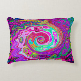 Groovy Abstrakt Retro Magenta Rainbow Swirl Dekokissen