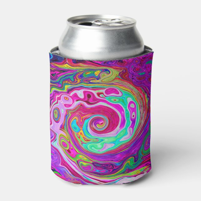 Groovy Abstrakt Retro Magenta Rainbow Swirl Dosenkühler (Kanne Vorderseite)