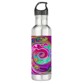 Groovy Abstrakt Retro Magenta Rainbow Swirl Edelstahlflasche