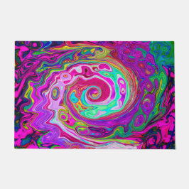 Groovy Abstrakt Retro Magenta Rainbow Swirl Fußmatte