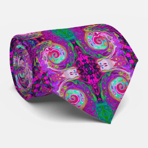 Groovy Abstrakt Retro Magenta Rainbow Swirl Krawatte