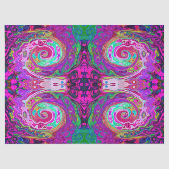 Groovy Abstrakt Retro Magenta Rainbow Swirl Seidenpapier (Vorderseite)
