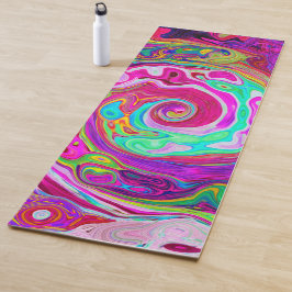 Groovy Abstrakt Retro Magenta Rainbow Swirl Yogamatte