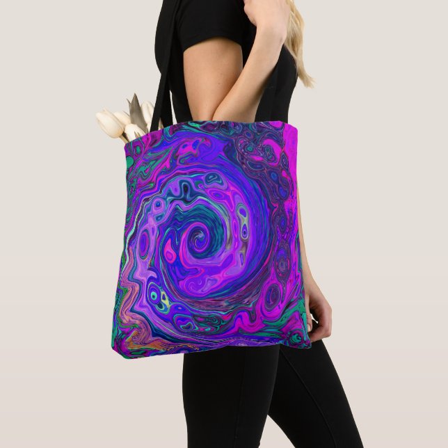 Groovy Abstrakt Retro Magenta und Lila Swirl (Von Nahem)