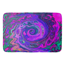 Groovy Abstrakt Retro Magenta und Lila Swirl Badematte