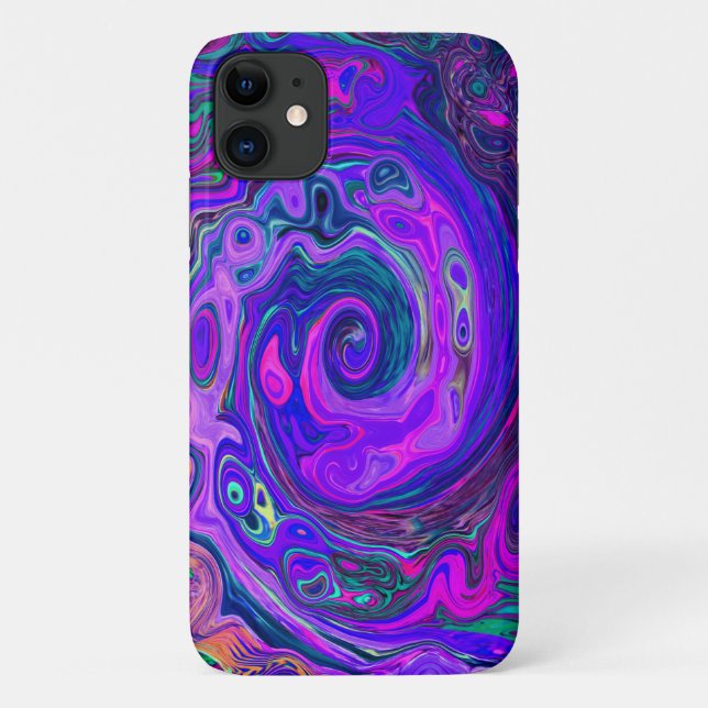 Groovy Abstrakt Retro Magenta und Lila Swirl Case-Mate iPhone Hülle (Rückseite)