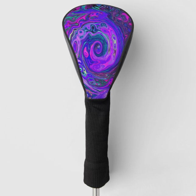 Groovy Abstrakt Retro Magenta und Lila Swirl Golf Headcover (Vorderseite)