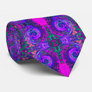 Groovy Abstrakt Retro Magenta und Lila Swirl Krawatte