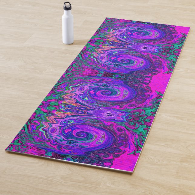 Groovy Abstrakt Retro Magenta und Lila Swirl Yogamatte (Beispiel)