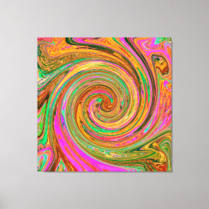Groovy Abstrakt Retro Orange und grüner Swirl Leinwanddruck