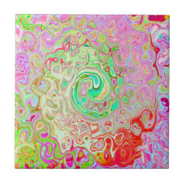 Groovy Abstrakt Retro Pastel Green Liquid Swirl Fliese