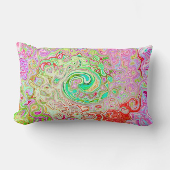 Groovy Abstrakt Retro Pastel Green Liquid Swirl Lendenkissen (Vorderseite)