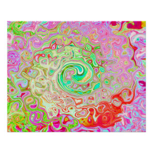 Groovy Abstrakt Retro Pastel Green Liquid Swirl Poster