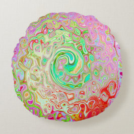 Groovy Abstrakt Retro Pastel Green Liquid Swirl Rundes Kissen