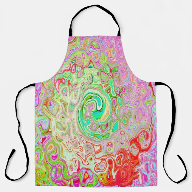 Groovy Abstrakt Retro Pastel Green Liquid Swirl Schürze (Vorderseite)