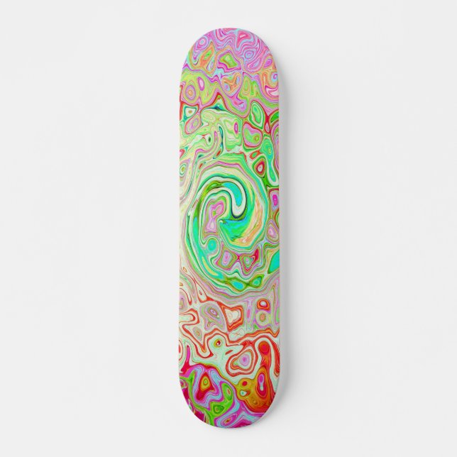 Groovy Abstrakt Retro Pastel Green Liquid Swirl Skateboard (Vorne)