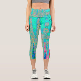 Groovy Abstrakt Retro Rainbow AtomWaves Capri Leggings