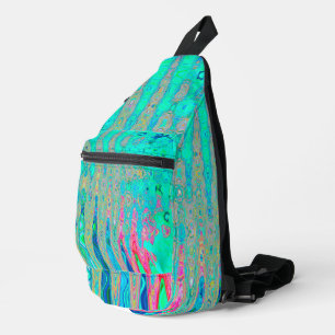 Groovy Abstrakt Retro Rainbow AtomWaves Crossbody Bag