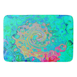 Groovy Abstrakt Retro Rainbow Liquid Swirl Badematte