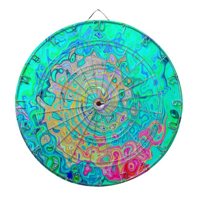 Groovy Abstrakt Retro Rainbow Liquid Swirl Dartscheibe (vorne)