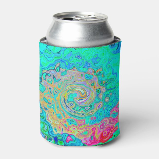 Groovy Abstrakt Retro Rainbow Liquid Swirl Dosenkühler (Kanne Vorderseite)