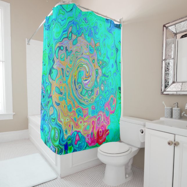 Groovy Abstrakt Retro Rainbow Liquid Swirl Duschvorhang (Beispiel)