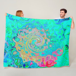 Groovy Abstrakt Retro Rainbow Liquid Swirl Fleecedecke