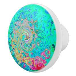 Groovy Abstrakt Retro Rainbow Liquid Swirl Keramikknauf