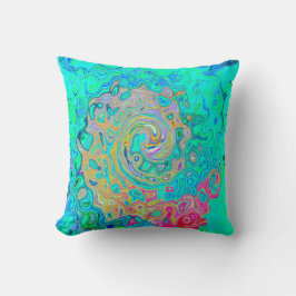 Groovy Abstrakt Retro Rainbow Liquid Swirl Kissen