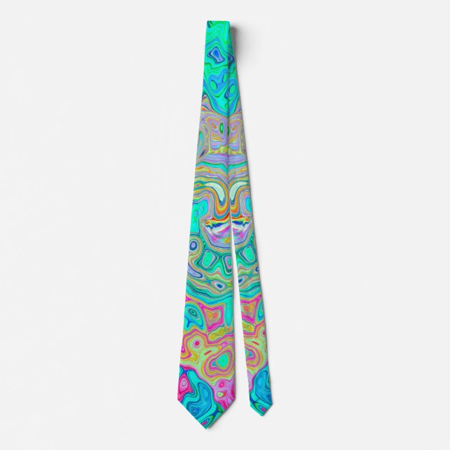 Groovy Abstrakt Retro Rainbow Liquid Swirl Krawatte (Vorderseite)