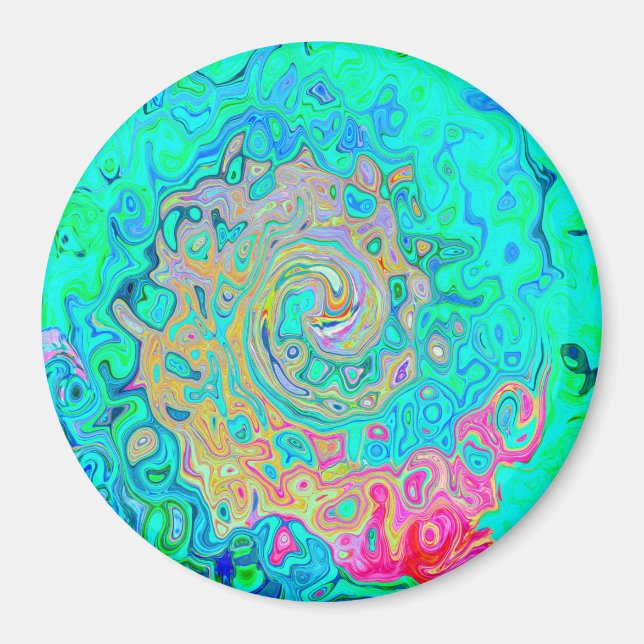 Groovy Abstrakt Retro Rainbow Liquid Swirl Magnet (Vorne)