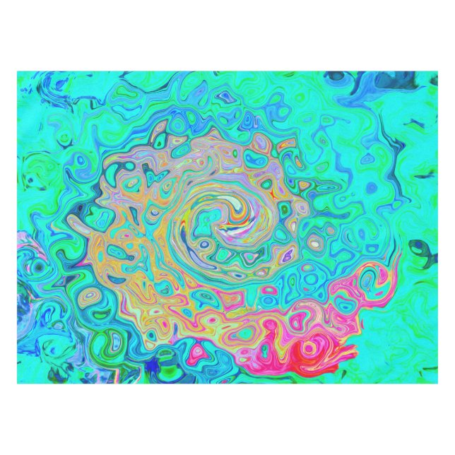 Groovy Abstrakt Retro Rainbow Liquid Swirl Tischdecke (Vorderseite (Horizontal))