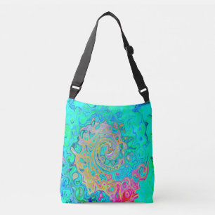 Groovy Abstrakt Retro Rainbow Liquid Swirl Tragetaschen Mit Langen Trägern