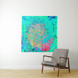 Groovy Abstrakt Retro Rainbow Liquid Swirl Wandteppich
