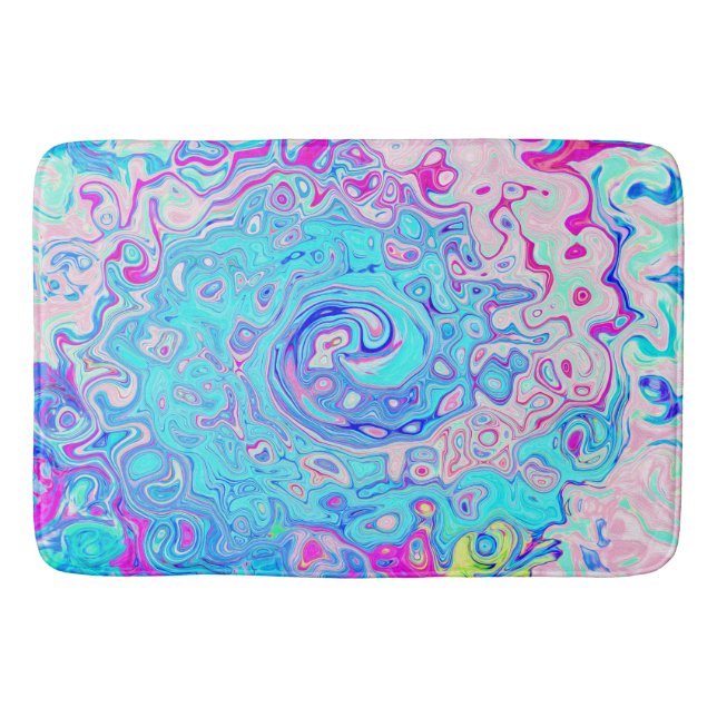 Groovy Abstrakt Retro Robin's Egg Blue Swirl Badematte (Vorderseite)