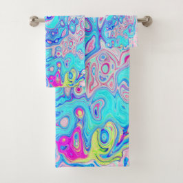 Groovy Abstrakt Retro Robin's Egg Blue Swirl Badhandtuch Set