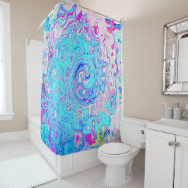 Groovy Abstrakt Retro Robin's Egg Blue Swirl Duschvorhang